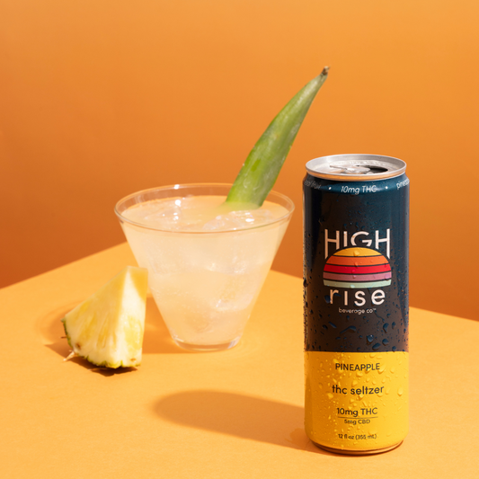 Route 420 mocktail, made with Pineapple High Rise THC seltzer
