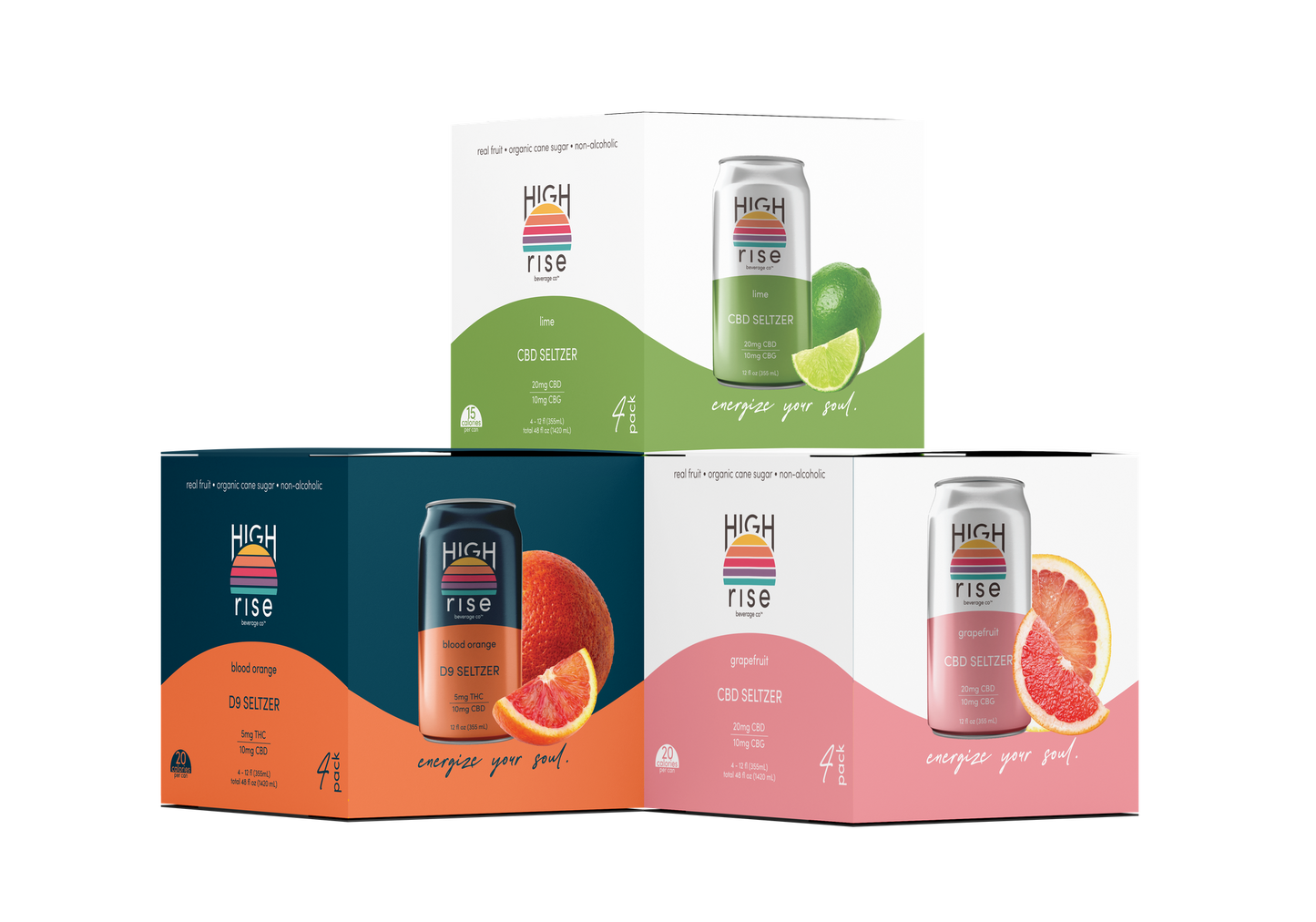 Citrus & Spritz bundle - blood orange thc seltzer, lime cbd seltzer, grapefruit cbd seltzer