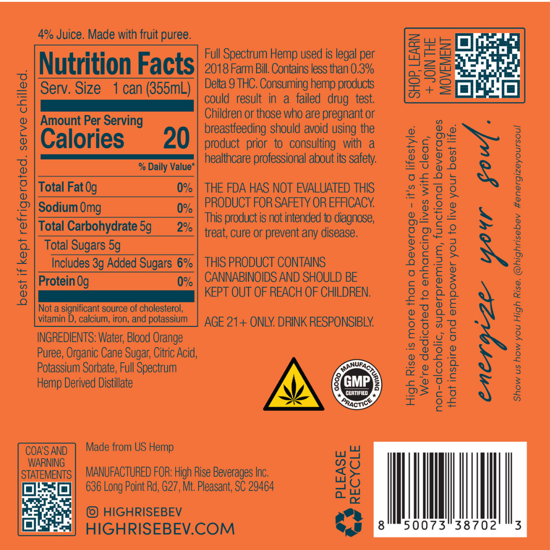 Blood Orange, 10mg THC Seltzer (4-pack)