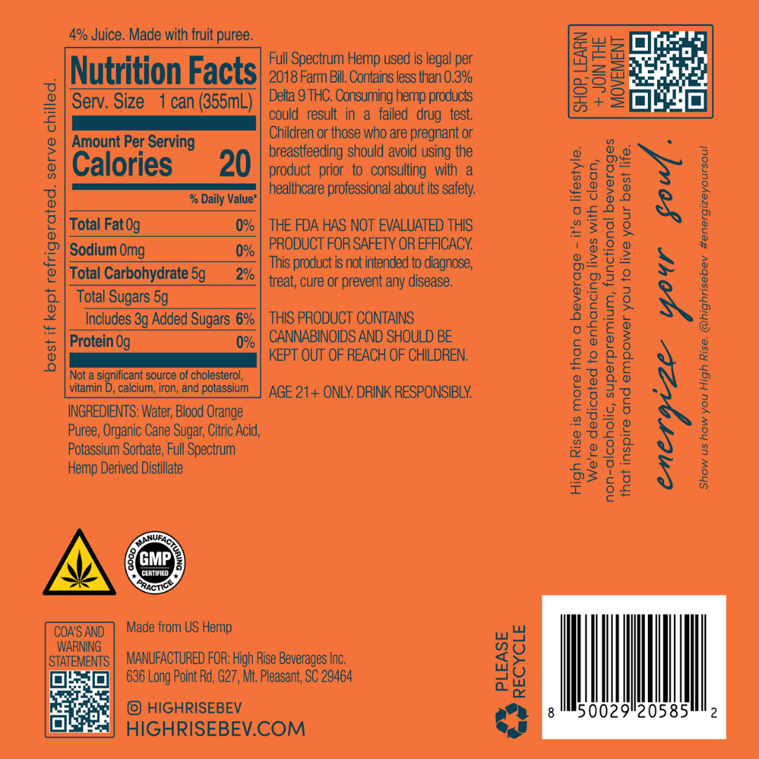 Blood Orange, 5mg THC Seltzer (4-pack)