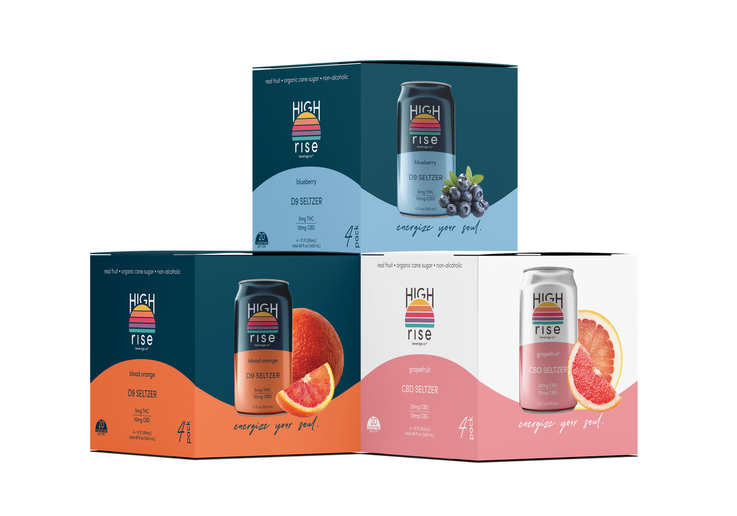 The Flow bundle - blueberry thc seltzer, blood orange thc seltzer, grapefruit cbd seltzer