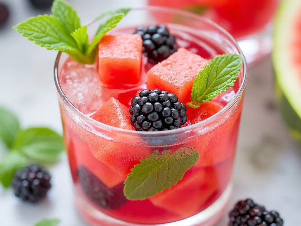 Delicious Watermelon Blackberry Cooler CBD Mocktail.