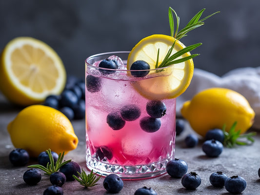 Delicious Blueberry Lemon Smash CBD Mocktail.