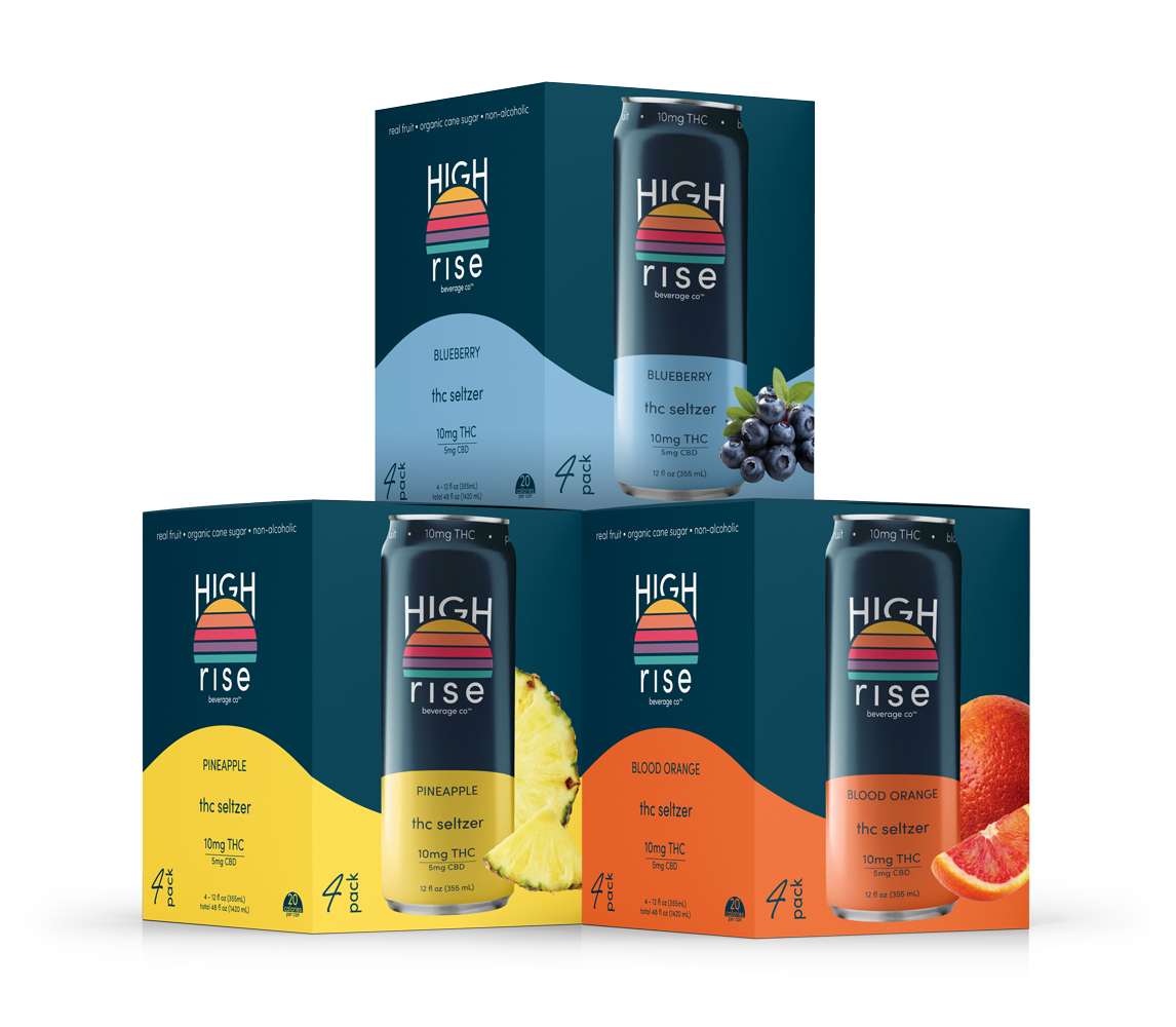 The Big Three Bundle, blueberry 10mg thc, blood orange 10mg thc, pineapple 10mg thc 