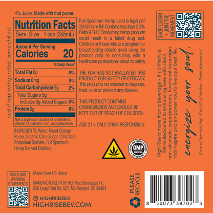 Blood Orange 10mg THC Seltzer