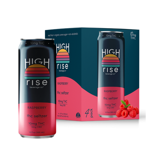 High Rise Raspberry 10mg THC Drinks – High Rise Beverages