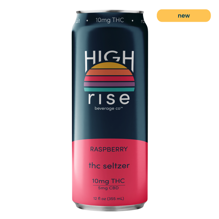 High Rise Raspberry Raspberry 10mg THC Seltzer – 12oz, 4-pack | High Rise Beverage – High ...
