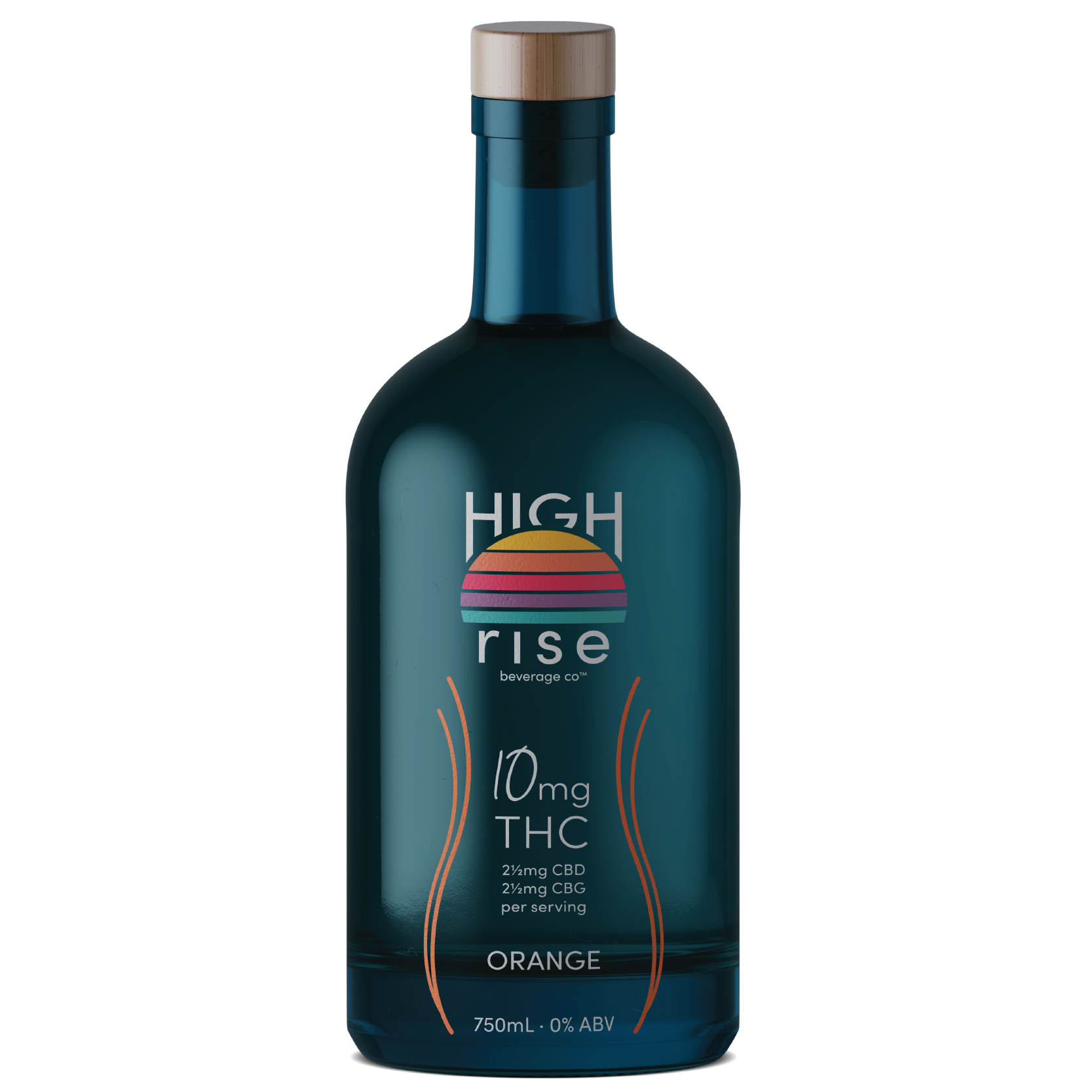 750mL bottle on transparent background of High Rise Orange 10mg THC Infusion