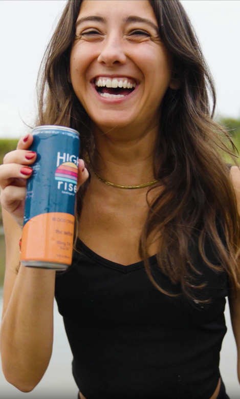 High Rise 10mg Blood Orange flavor being enjoyed outdoors